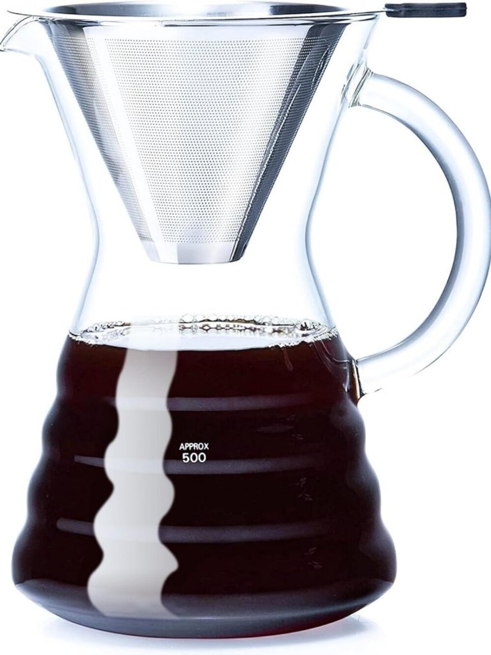Durable Pour Over Coffee Maker - 27oz Borosilicate Glass, Permanent Filter
